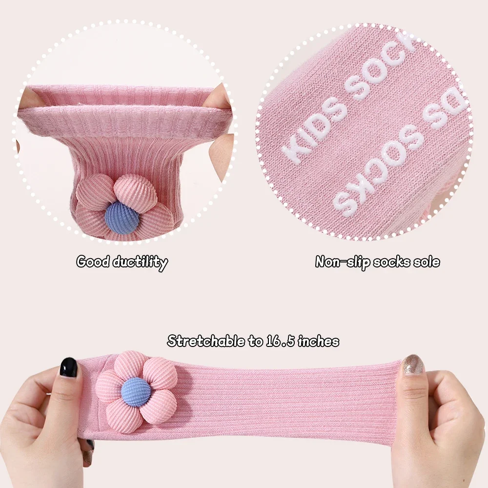 2Pcs Flower Baby Headband Socks Set Soft Nylon Hairband for Newborn Girl Elastic Floral Turban Short Sock Infant Headwear