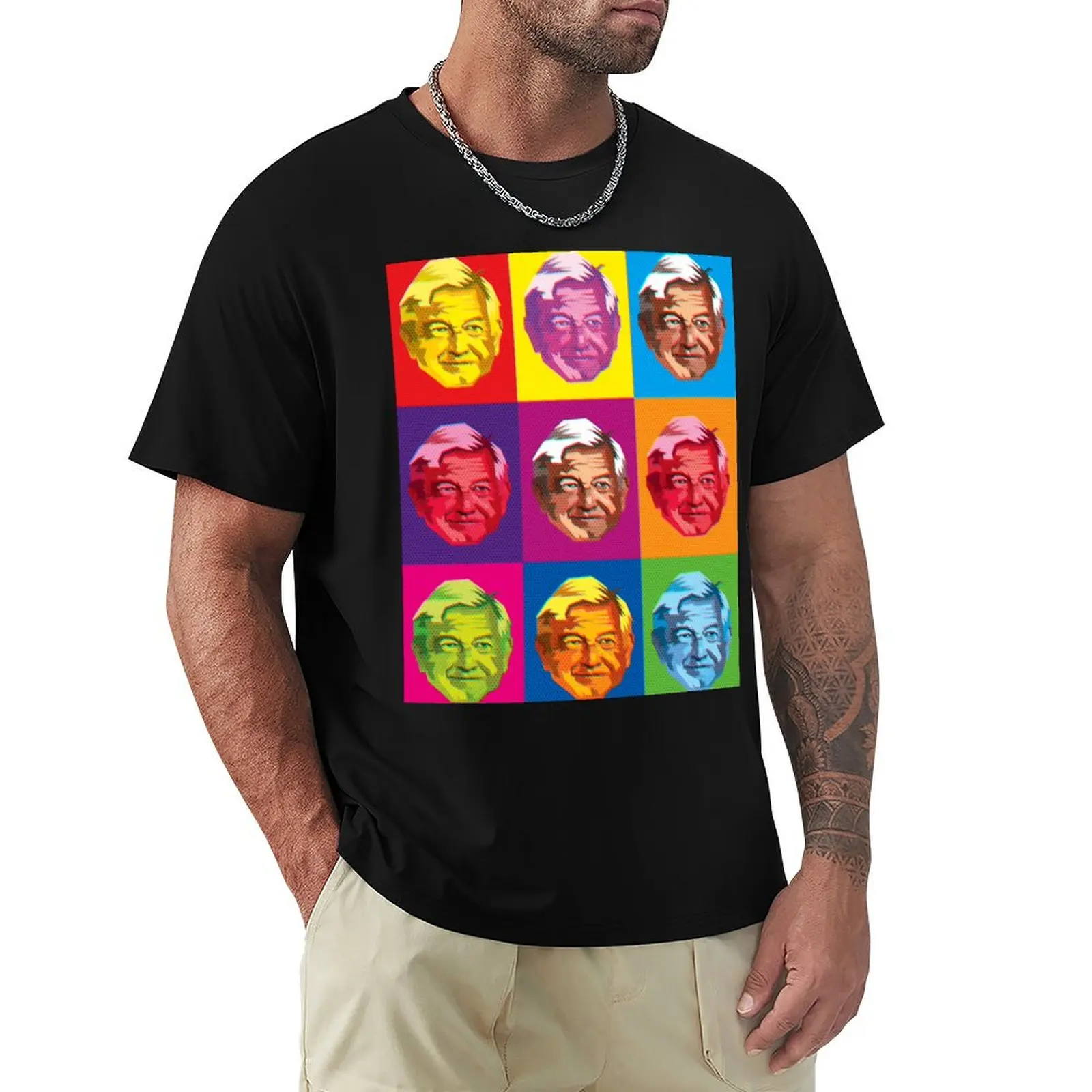 Andres Manuel Lopez Obrador Pop Art T-Shirt Daily Casual Short Sleeve Tee Shirt