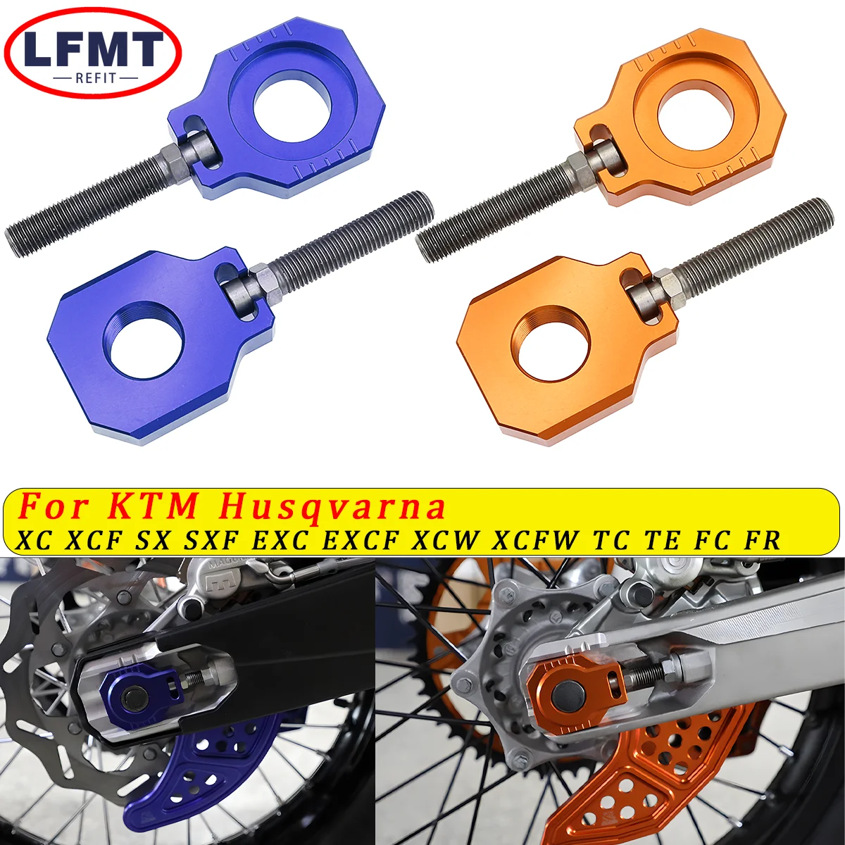 

Motorcycle 20mm CNC Rear Chain Adjuster Axle Blocks For KTM SX SXF XC XCF XCW XCWF EXC EXCF For Husqvarna TC FC TE FE 2008-2020