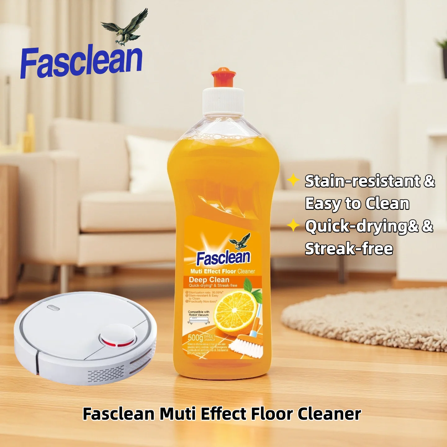 

Floor Cleaner with Multi Effects: Anti-Slip, 99% Mold Killed & 3 Days of Orange Freshness