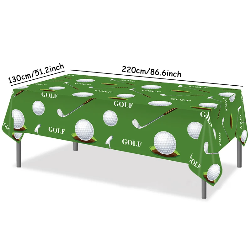 1 Pc 200*130CM Green Cartoon Golf series Tablecloth Sports Golf Theme Supplies Disposable Table Cover Birthday Party Decoration