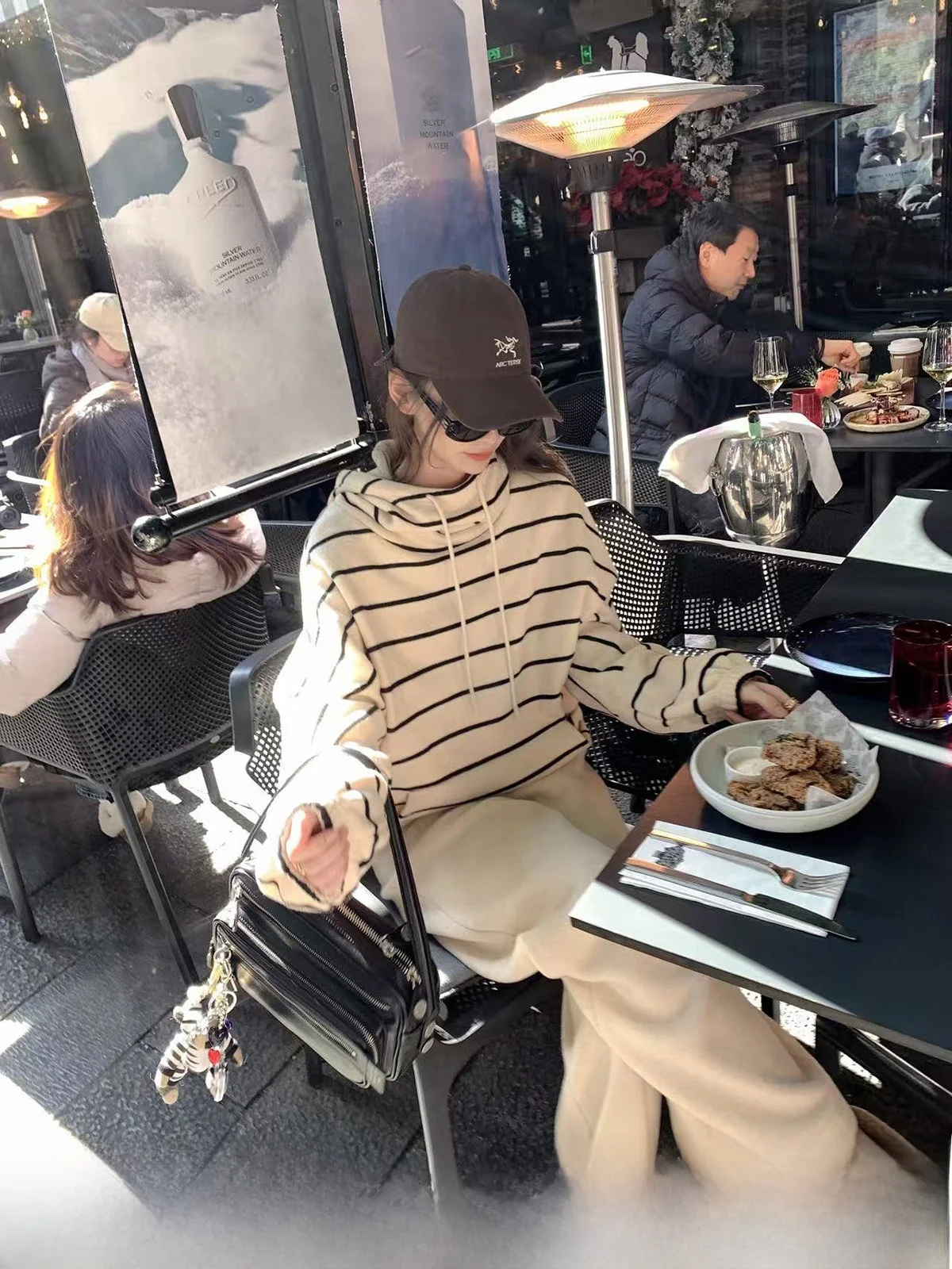 

LIYSENIOR Women's Stripe Hoodie Sweatpants Set Casual Spor Breathable Midweight Long Sve Overhead Stand Fit Winter