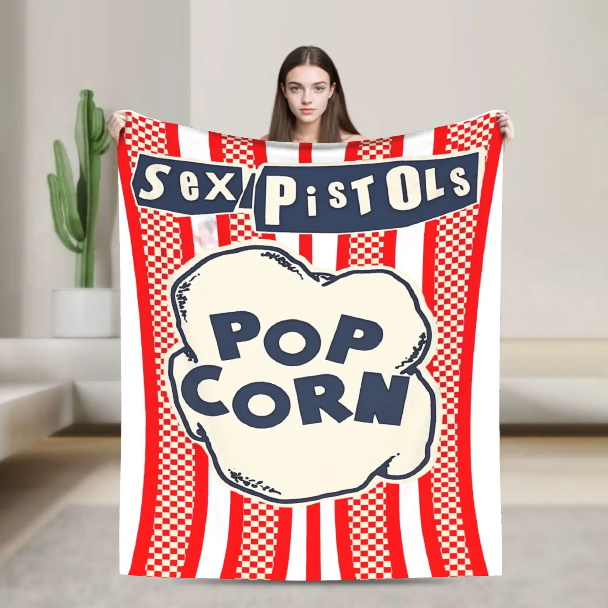 Soft Warm Blanket Decorative Sex Pistols Popcorn Bedding Throws  Flannel Bedspread For Couch Chair Novelty Sofa Bed Cover