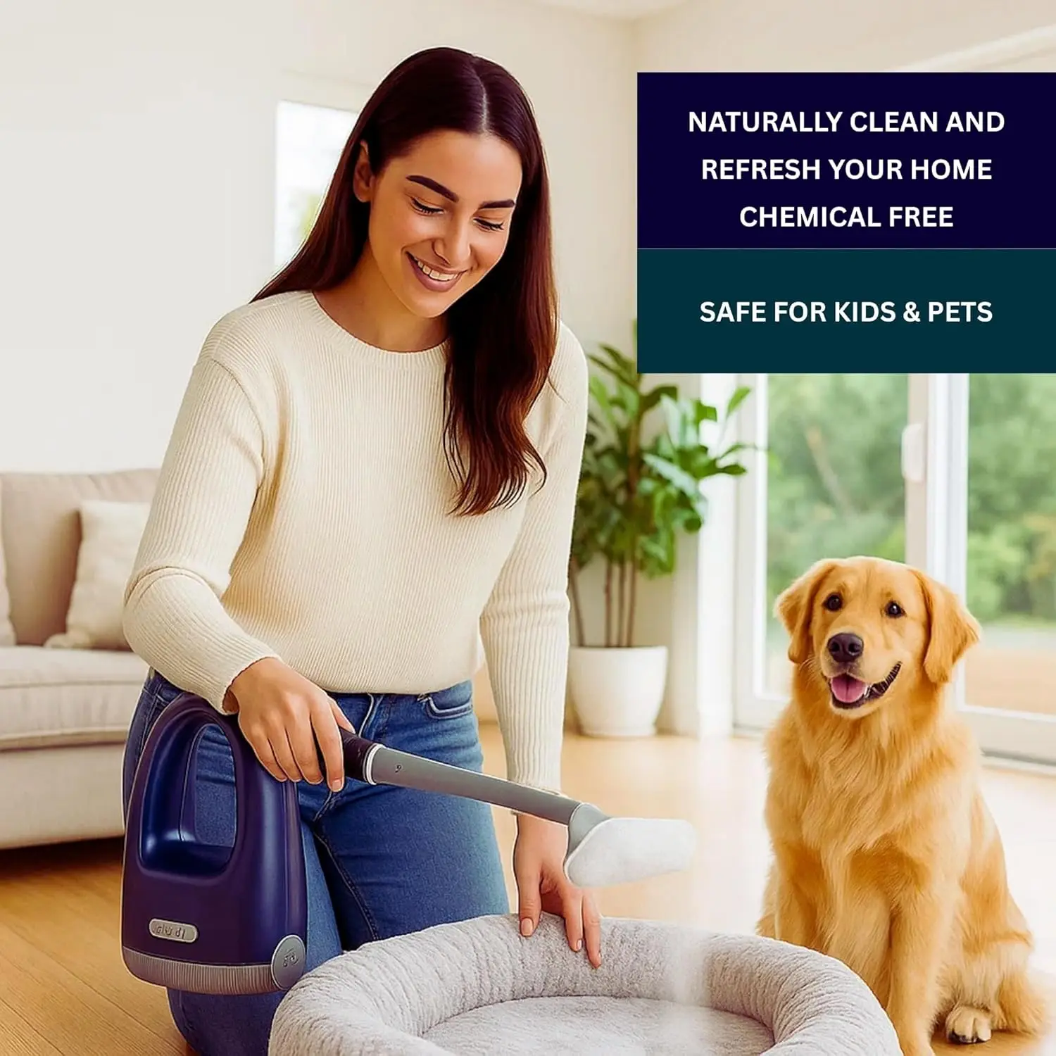 CleanSteam Compact Steam Cleaner Pressurized Multi-Surface Handheld Steamer w/11pc Accessories, Safety Lock No-Drip Fast Heat