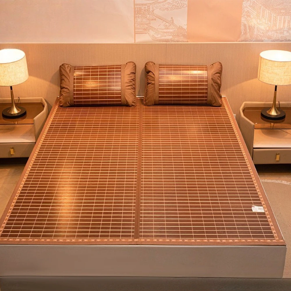 

Bamboo Mat Double Sided Foldable Washable Printed Breathable Summer Cooling Mat for Home Single Double Bed 1.5m 1.8m 2m