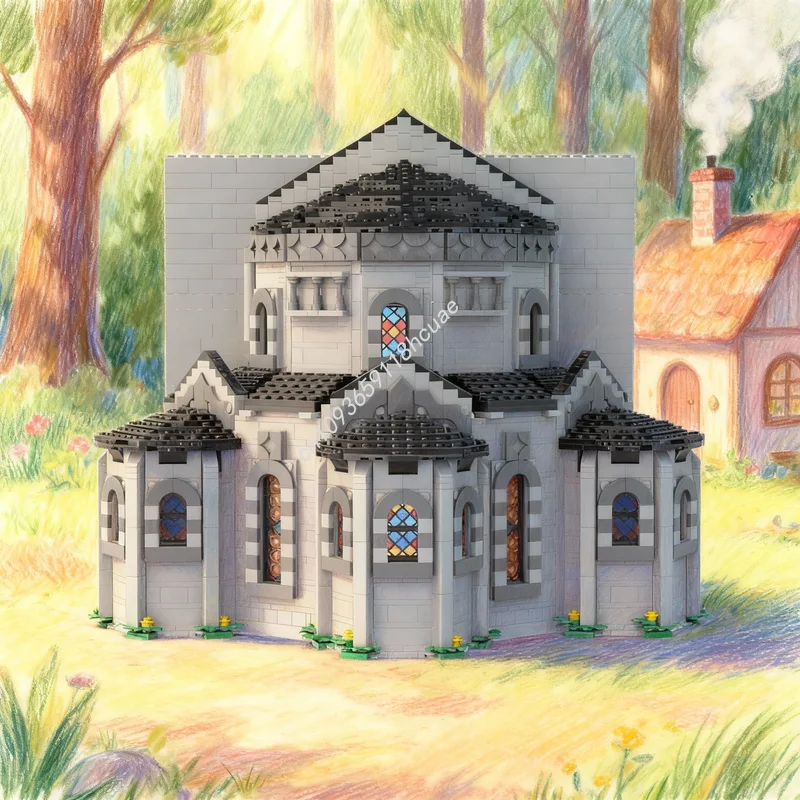 

3531 деталь MOC Архитектурная модель церкви Chevet, строительные блоки, конструктор, игрушки для самостоятельной сборки, креативная идея, рождественский подарок, развивающая игрушка