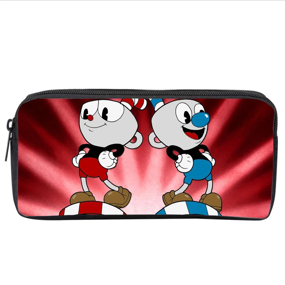 

anime Cuphead Pencil case Kids Student cartoon Pencil Bag teenager Zipper Handbag Women Cosmetic Case Makeup Bag