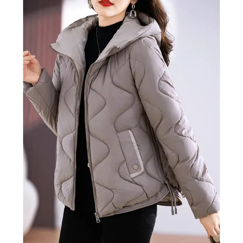 Women\'s Hooded Cotton Parkas, Winter Jacket, Korean Clothes, Harajuku Ladies Coat, Quilted Streetwear, New Outerwear, 2024