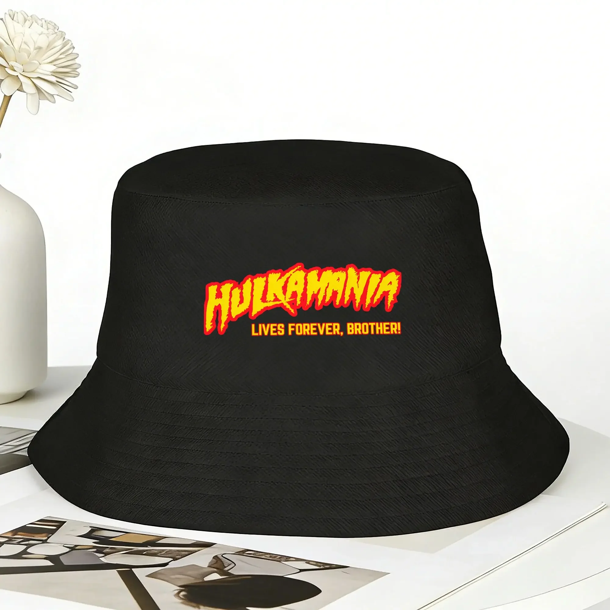 New Hulkamania Live Forever Bucket Hat For Unisex  Fisherman Hats Trendy Vacation Caps Breathable Streetwear Design Sun Hats