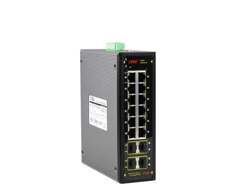 16-Port Full Gigabit L2+ SFP fiber Managed Industrial PoE Switch for IP phone