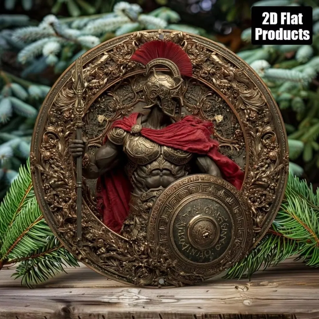 CIFBUY 1pc Round Medieval Knight Metal Tin Sign 20x20cm, Premium Shield Logo Badge Emblem Wall Decor