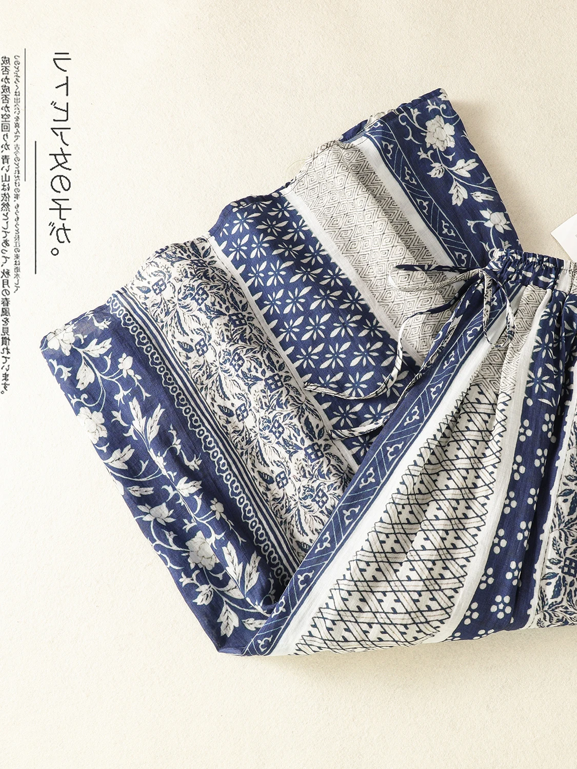 Retro Ethnic Print Flax Half Skirt Elastic Waist Drawstring Slim Long A-Line Skirt Summer Women's plus Size Casual Skirts image 4