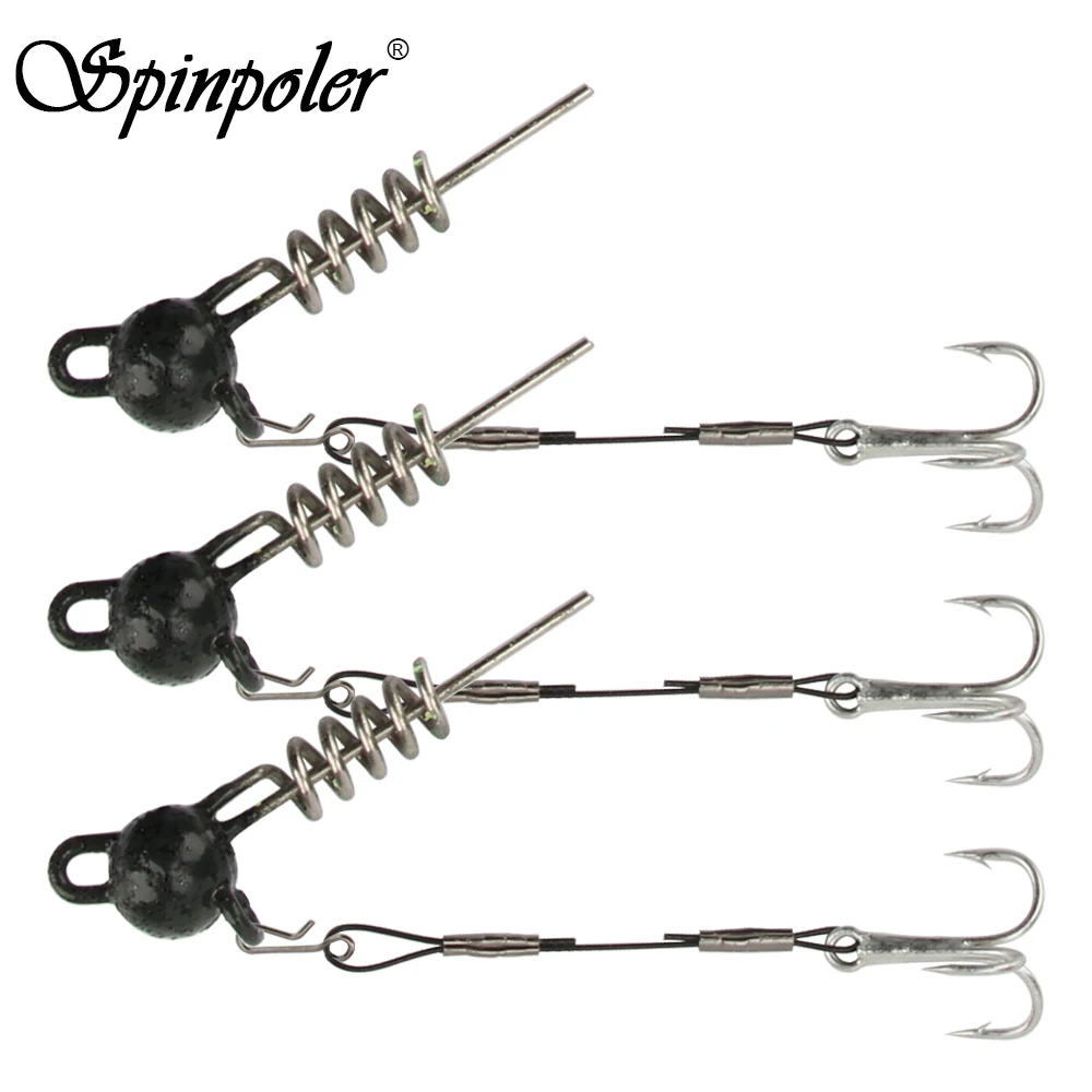 Spinpoler Screwball Jig Head Rig z przynętą do miękkich przynęt wędkarskich Hak ze stalowego drutu Idealny do szczupaków, okoni, szczupaków i basów