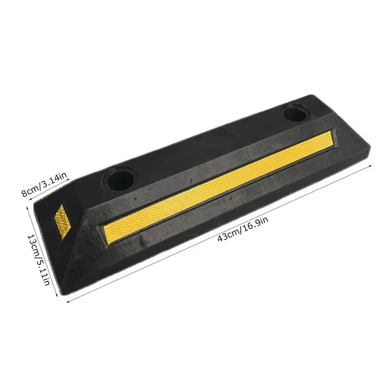 Garage Parking Stops Heavy Duty Rubber Parking Curb Guide with Yellow Reflective Tape Driveway Car Garage Wheel Stopper