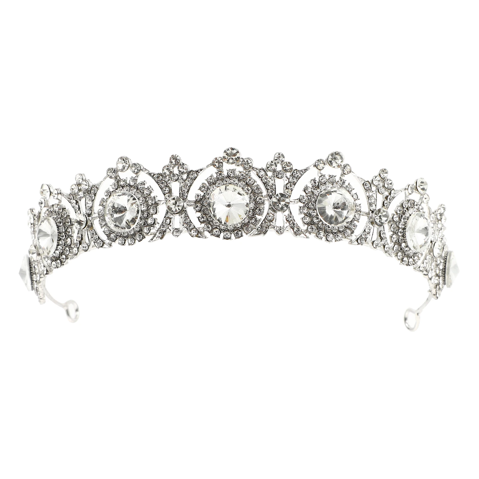 

Bridal Crown Wedding Hair Decor Vintage Silver Rhinestone Tiara Lightweight Durable High Quality Does Not Fade Easy for Wedding