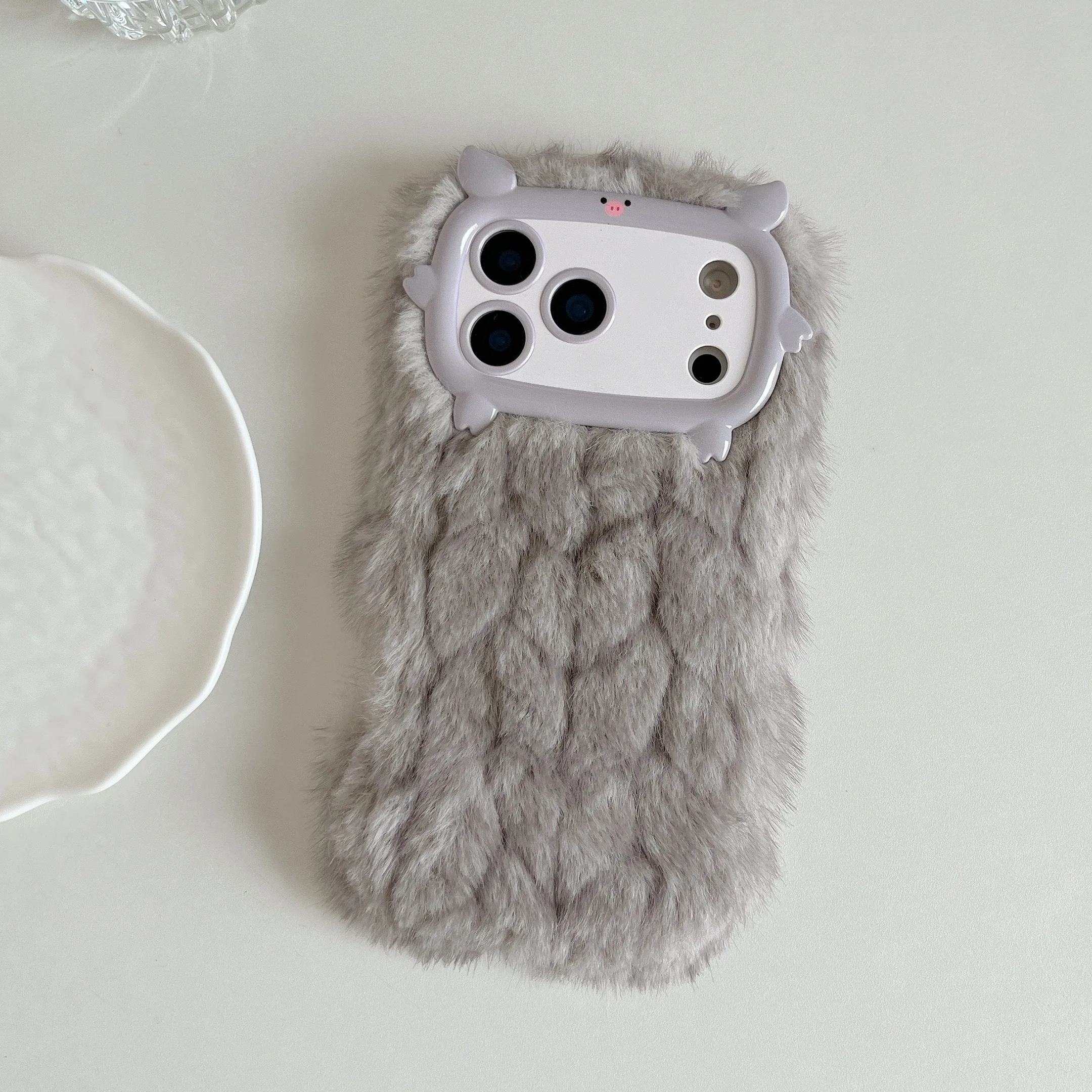 رائعتين خنزير أفخم شل ل 17 برو ماكس 16pro 15plus 14 13 شبكة السلس لينة أفخم غطاء لطيف الحيوان تصميم واقية