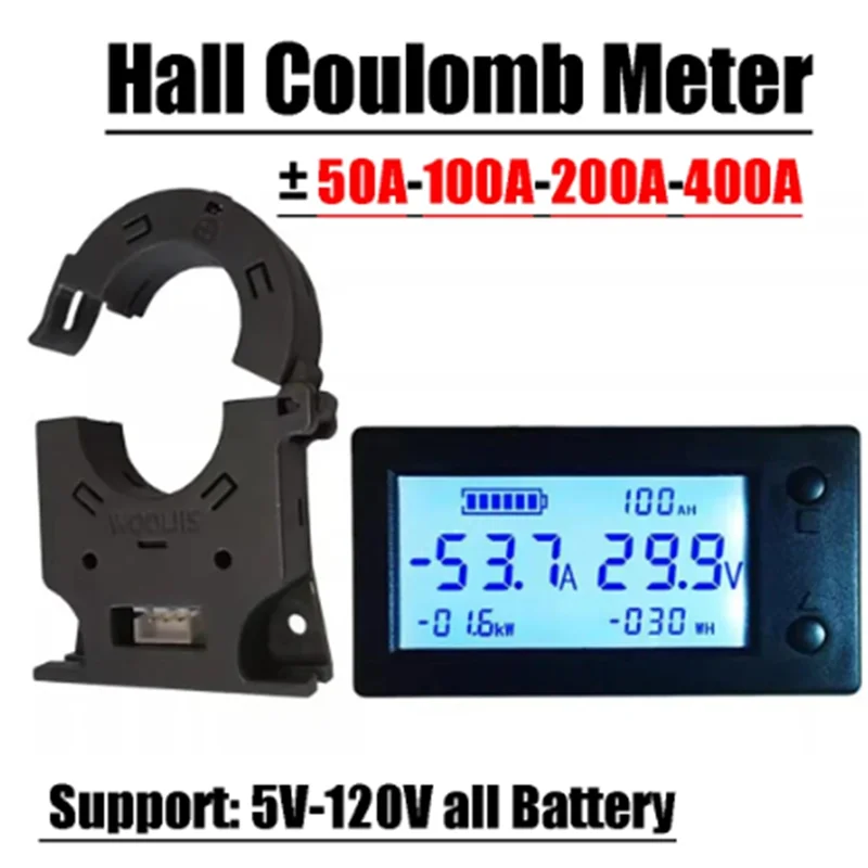 

A29F-Hall Coulomb Meter Voltage Current Power Electric Energy Battery Capacity 12V 24V 36V 48V Bluetooth APP Display