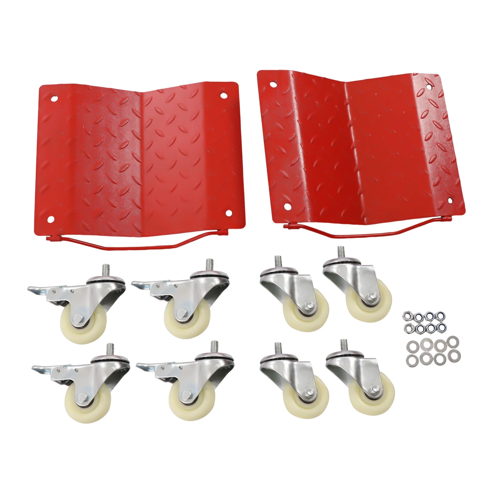 Red Heavy Dolly wiel, autobandenhekken set, 6800 pond, totale capaciteit voor tow-of voertuigopslag, meubelverhuizers, 4 Pack