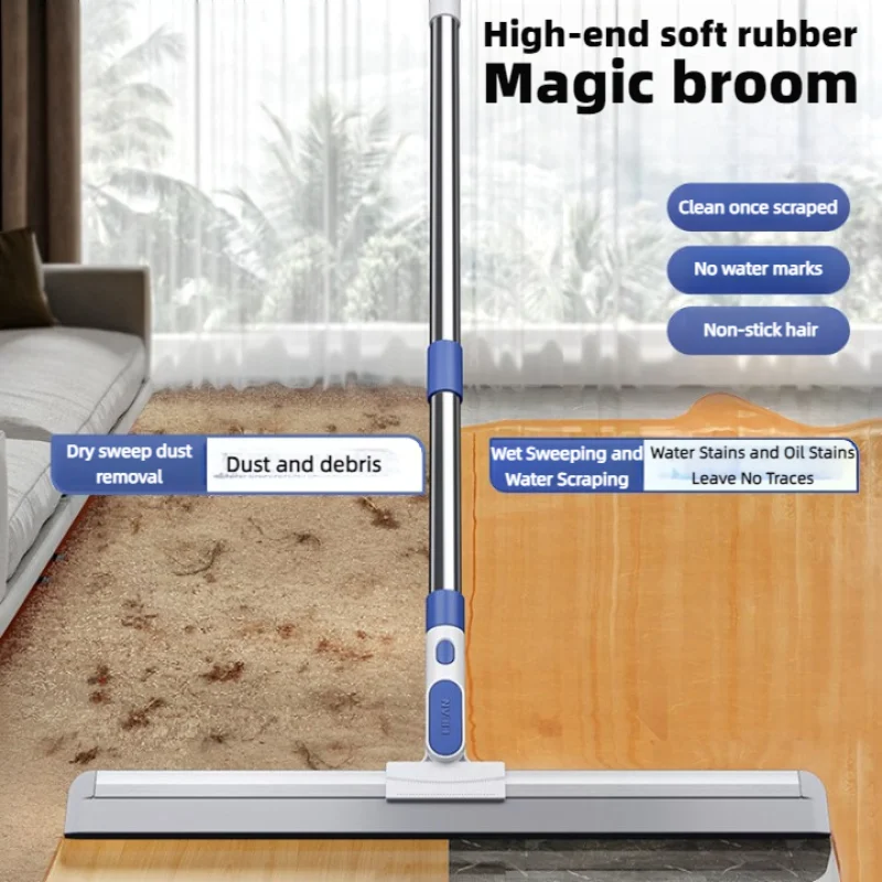 نسخة مطورة جديدة من مكنسة سحرية كنس مادة السيليكون ممسحة منزلية للحمام والحمام مع مساحة تخزين قابلة للتوسيع