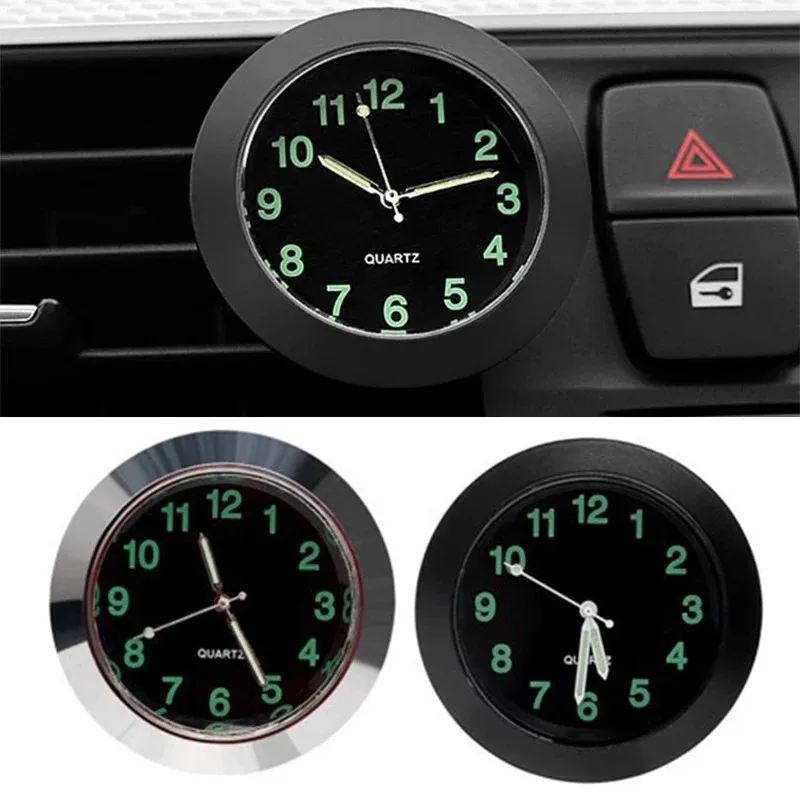 Car Mini Clock Luminous Automobiles Internal Stick-On Mini Digital Watch Mechanics Quartz Clocks Auto Ornament Car Accessories