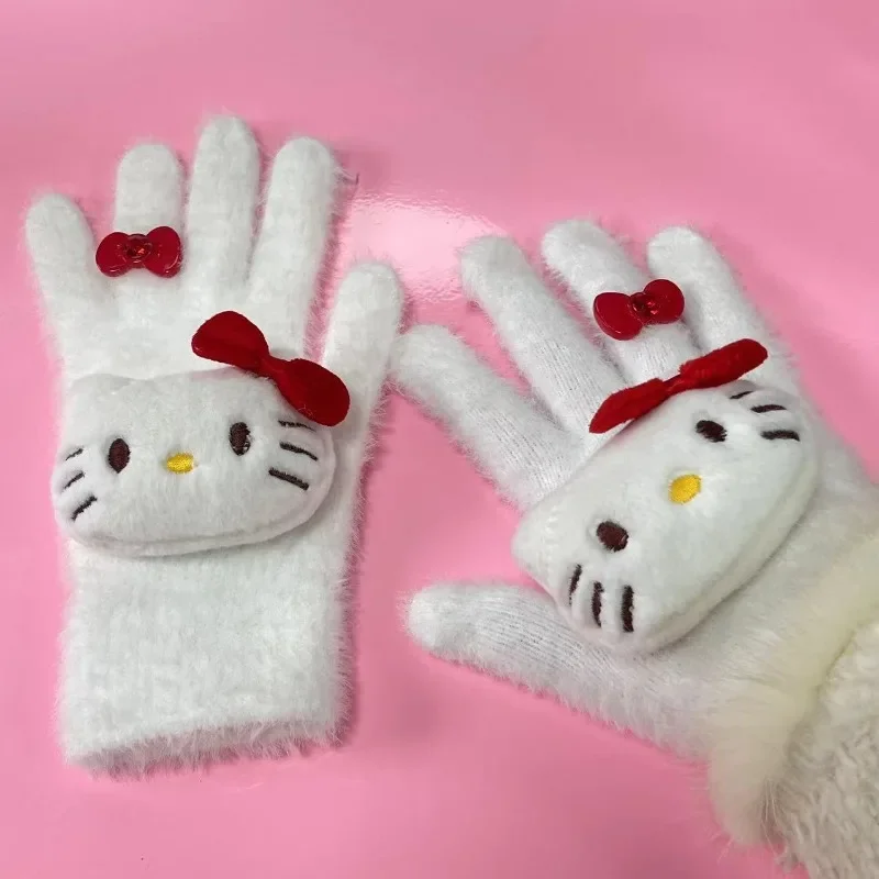 Sanrio Cartoon Hello Kitty Animation Cute Gloves Earmuffs Scarf Three-piece Set Warm and Coldproof Kawaii Gift Accessories Sweet