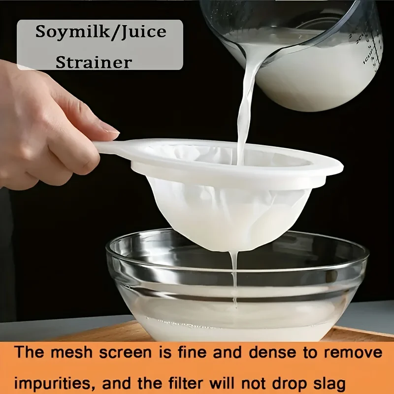 3pcs 100/200/400Mesh Hand-held High Density Mesh Soy Milk Wine Filter Bag Nut Bag Tea Coffee Oil Yogurt Reusable Filter Net.