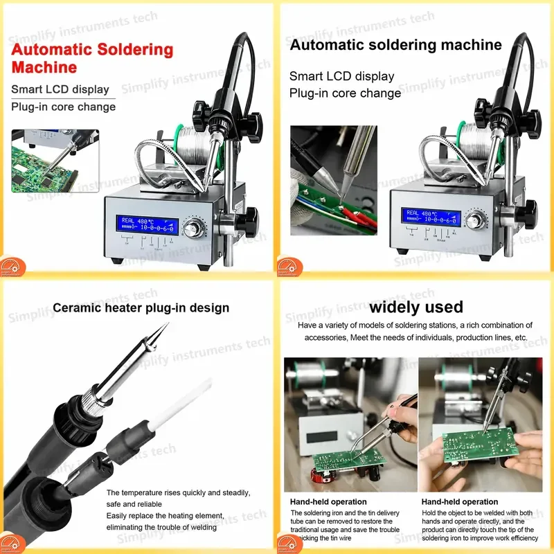 375A 375B 75W Automatic Soldering Iron Station with Foot Pedal Handle Soldering for PCB Circuit Board Wick