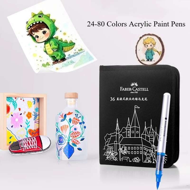 

24/36/48/60/80 шт./пакет прямые жидкие акриловые художественные маркеры ручки для рисования кончик кисти краска для рок-школы DIY товары для рукоделия канцелярские принадлежности