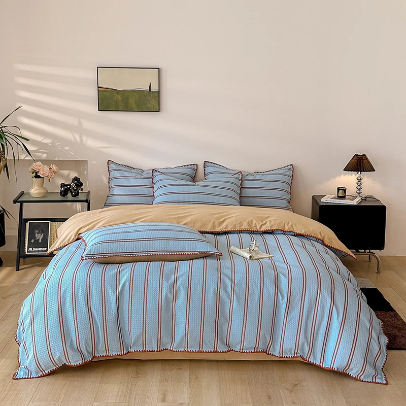 1pc Pure Cotton Quilt Cover for Home Blue Stripes Duvet Cover High Quality bettwäsche Single/Queen/King Comforter Cover 이불커버