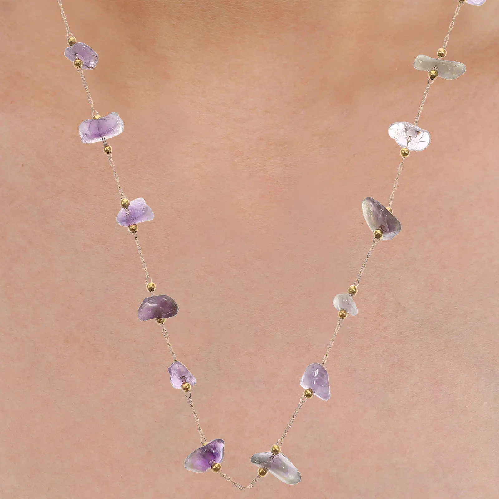 

Natural Crystal Beads String Stone Beads Roll DIY Jewelry Craft Decoration Polished Bright Chip Stone Strings Party Scene Props