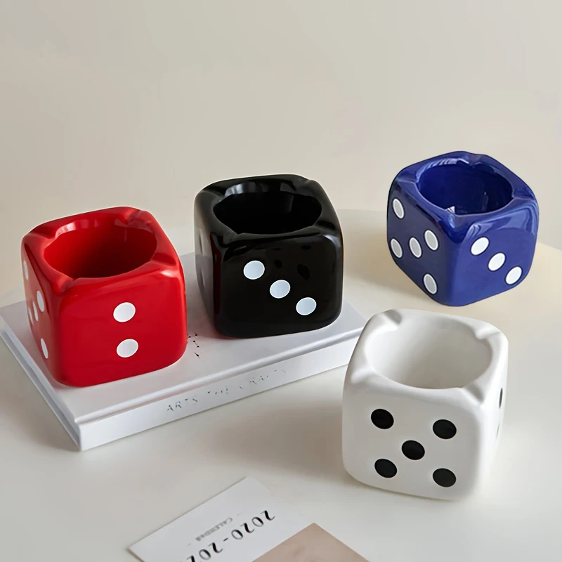 1PC Procelain Dice Ashtray Modern Home Living Room Decor Office Desk Accessories Decoration Mini Dice Ashtray Ash Storage Box