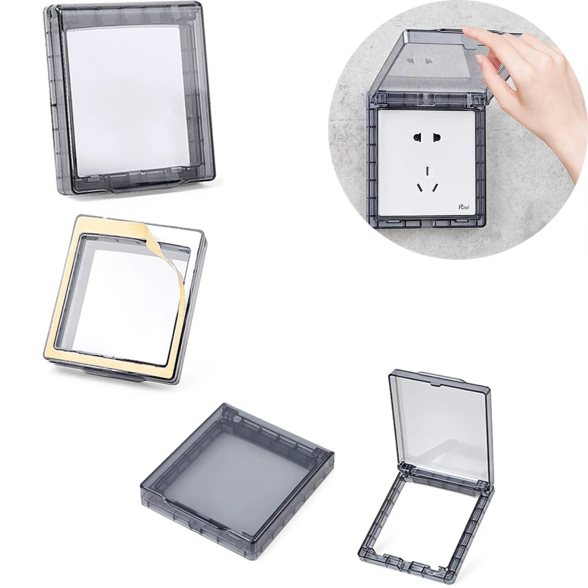86 Type Socket Waterproof Box Self-Adhesive Thicken Electric Plug Cover Bathroom Wall Switch Protection Covers Splash Sockets