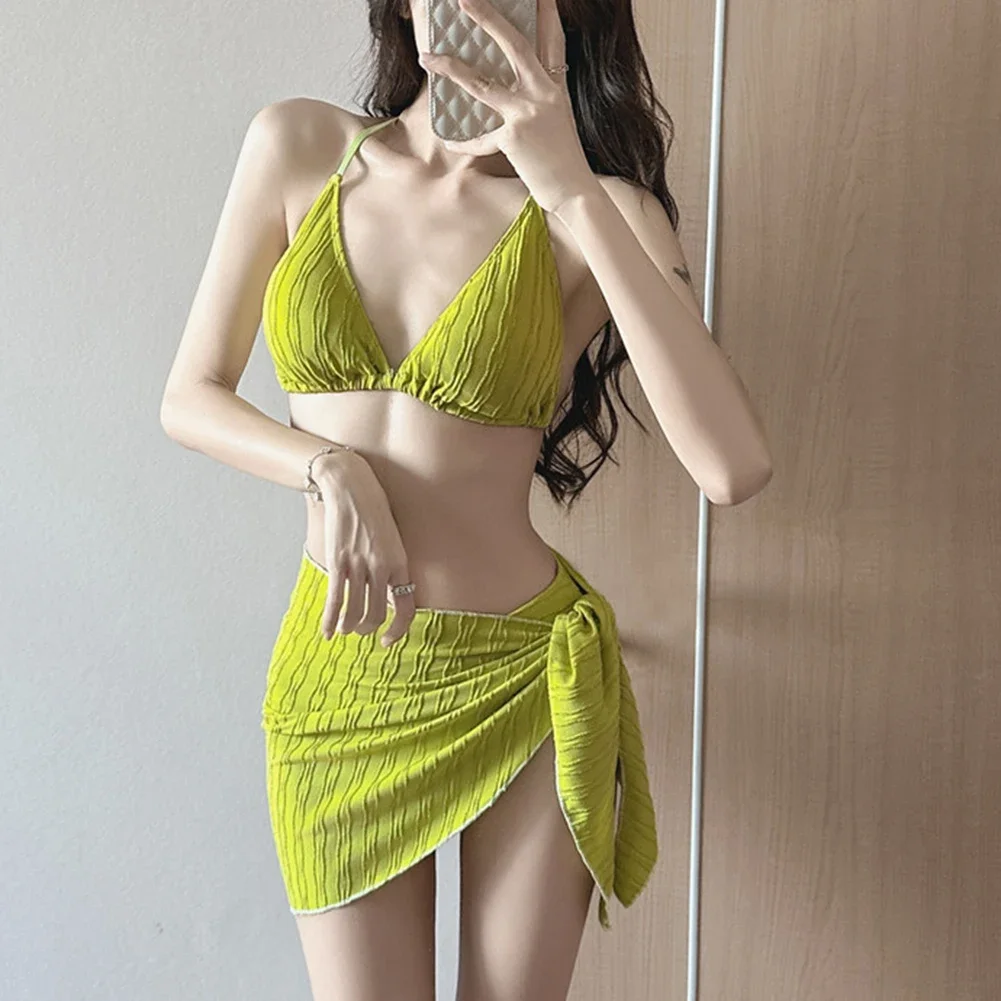 Womens Bikini Three Piece Women's Swimsuit With Chest Pads Pure Desire Style Soft Swimsuit Erotic Lingerie Set Women's Underwear