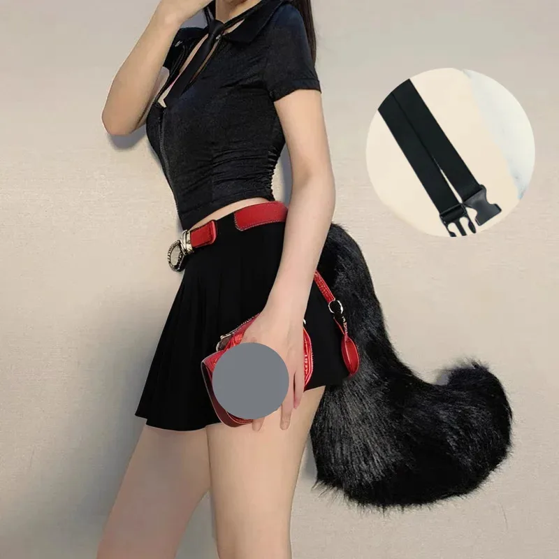 Beast Furry Wolf Tail Anime Cat Fox Tails Plush Cosplay Costumes Big Tails Lolita JK Handmade Belt Adjustable Fursuit Tail Pros