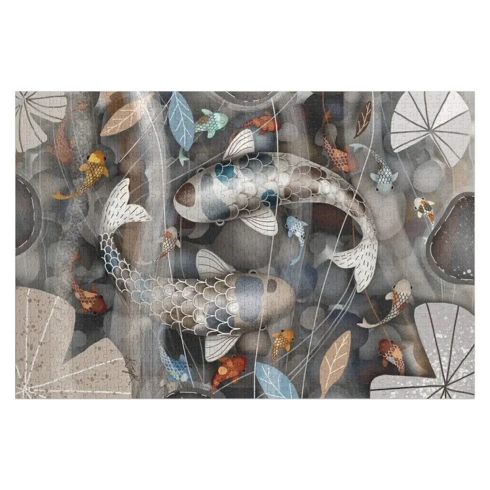 

Koi Fish Pond Jigsaw Puzzle Personalised Toys Customizable Child Gift Wooden Decor Paintings Puzzle