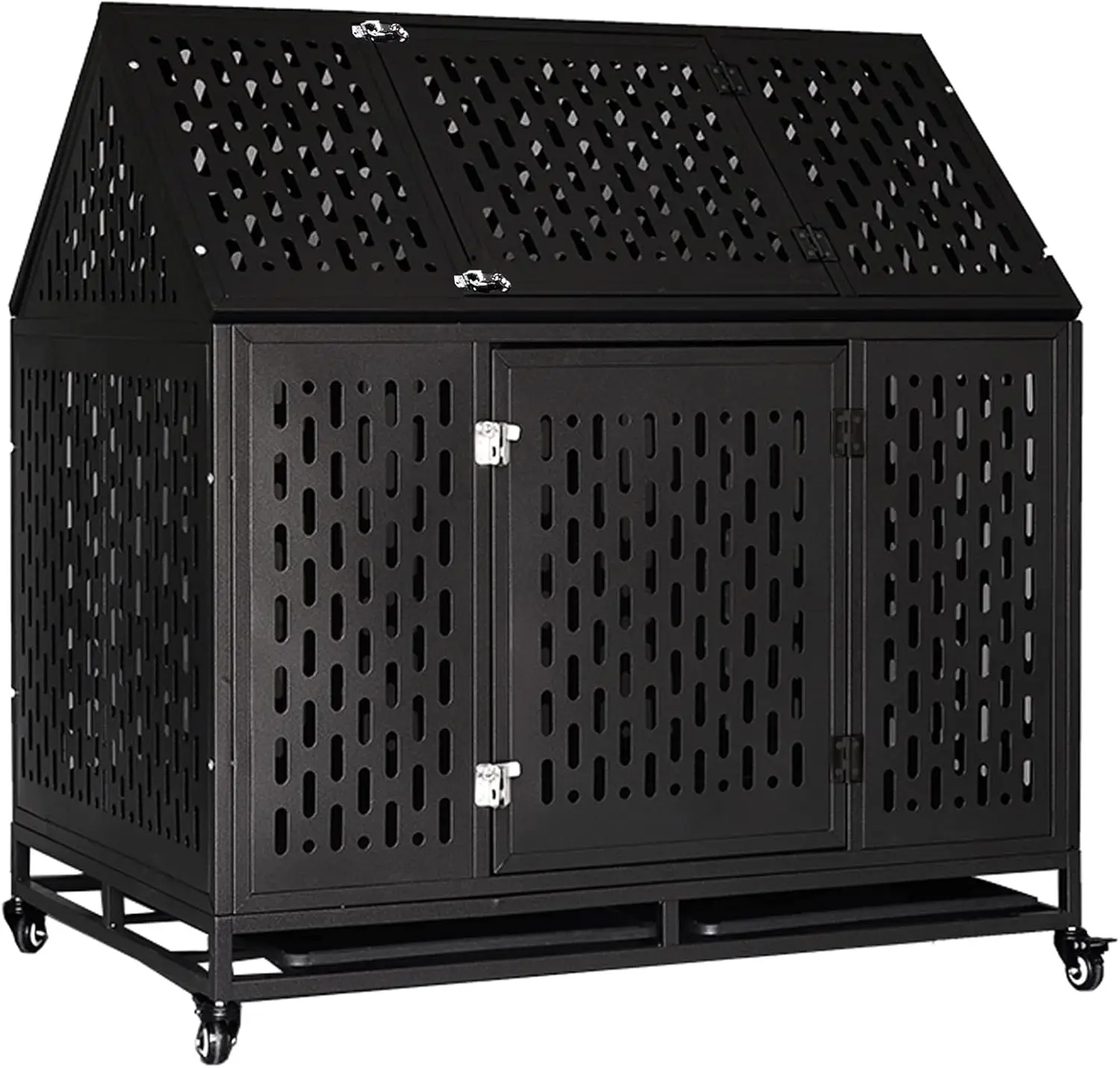 

42 inch Heavy Duty Dog Crate for High Anxiety Dogs, Large Kennel with Pointed Roof, Escape-Proof and Indestructible Pet Cage
