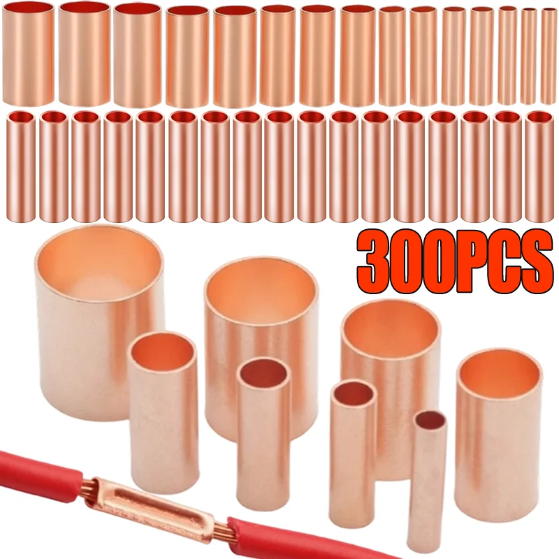 GT Copper Connecting Pipe Connector Tube Wire Joint Cold Crimping Terminal Cable Lug Ferrule Non Insulated Electrical Connectors