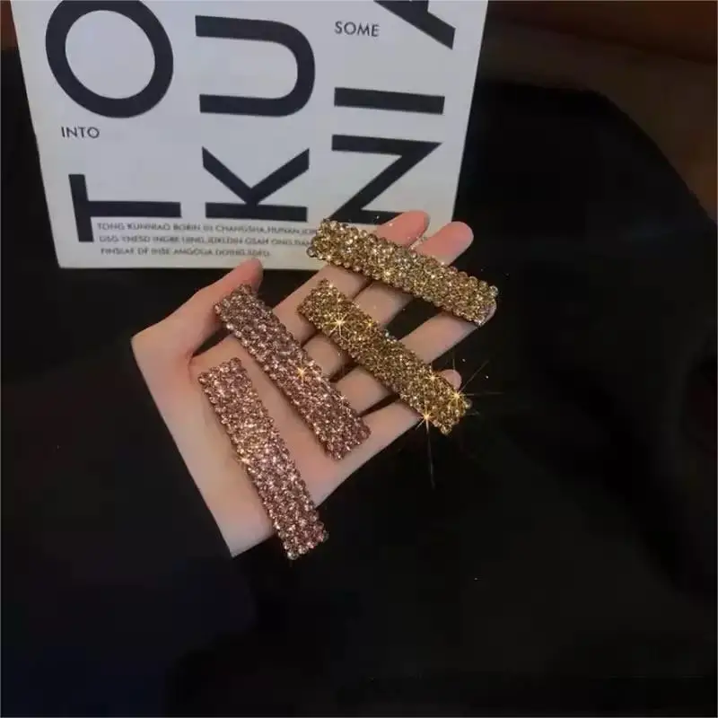 Voller Diamant Super Glänzende Haarnadel Stilvolle Temperament Bb Clip Gebrochenes Haar Quadratische Seite Haarnadel Haar Zubehör Für Frauen – Detail 4