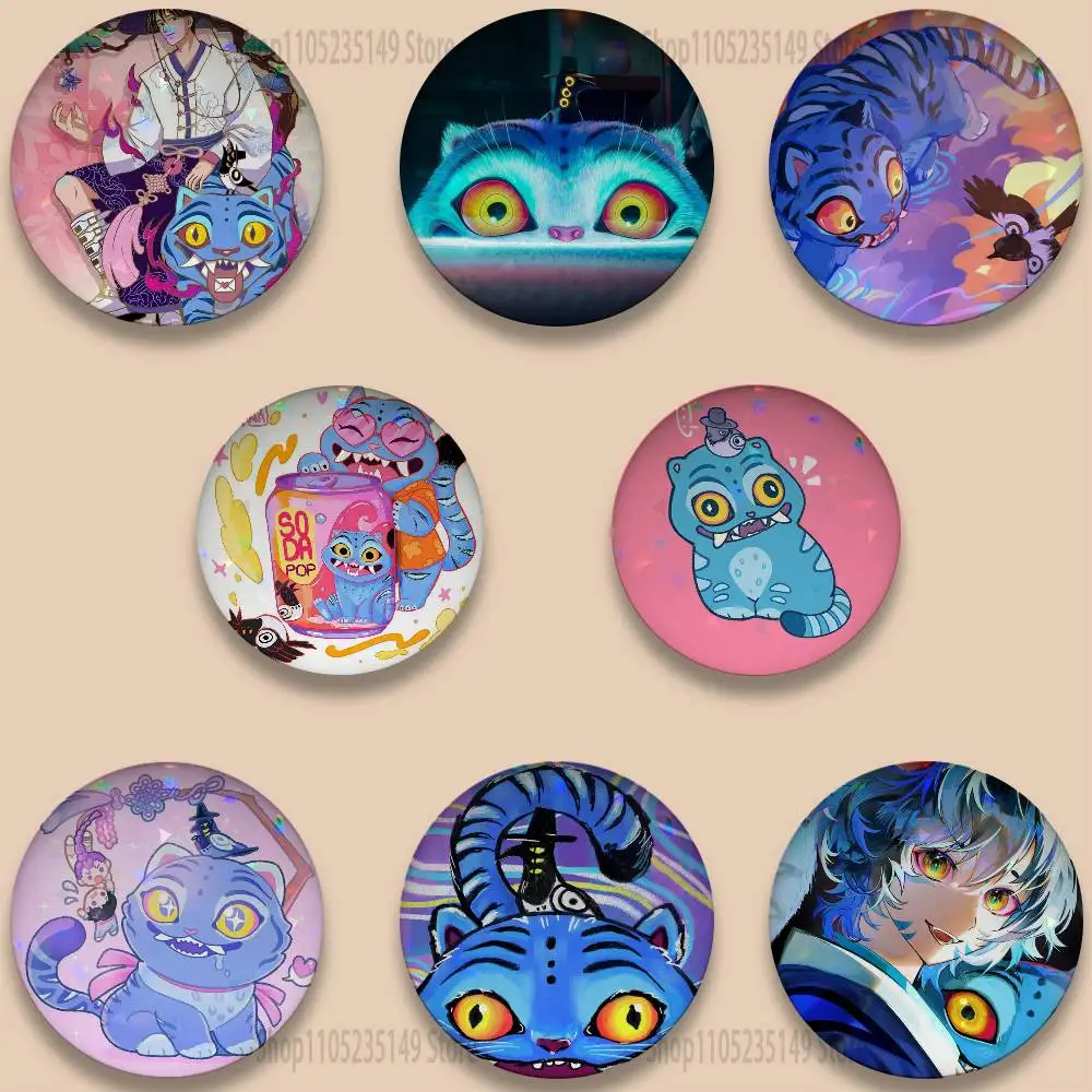 

Derpy Tiger and Sussie 32/44/58mm Handmade Pins Round Brooch Badge Backpacks Clothes Jewelry Gifts