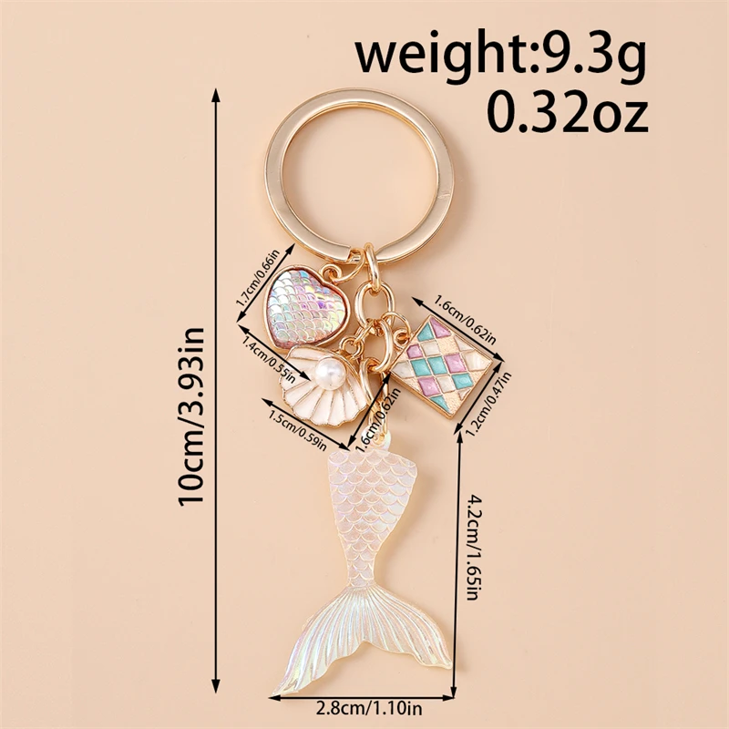 Nette Fischschwanz Herz Schlüsselanhänger für Auto Schlüssel Frauen Männer Sommer Strand Handtasche Anhänger Schlüsselanhänger Zubehör DIY Schmuck Geschenke – Detail 1