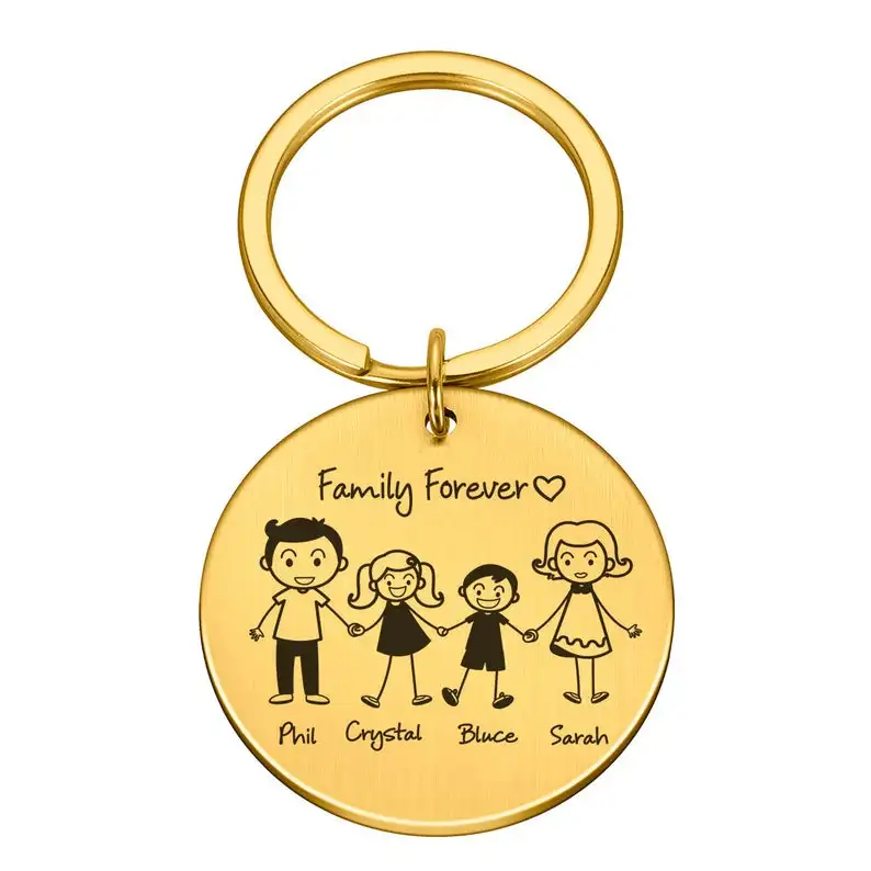 Private Custom Keychain Carved Gifts for Parents Children Family Members Stainless Steel Keychain Holiday Gifts Car Keychain