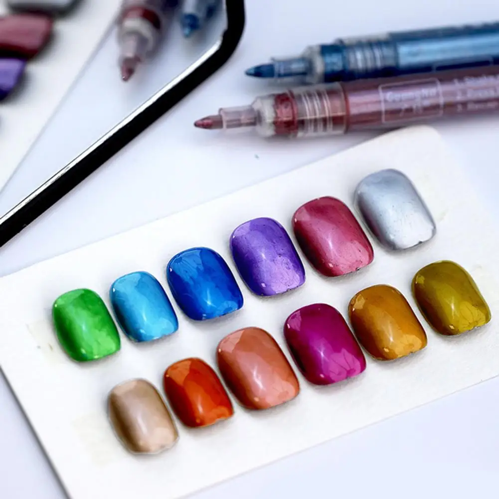 Pen Style Manicure Pen 12 Pcs Nail Art Pens Set 3d Nail Polish Markers Quick Drying Dotting Pens for Manicure Graffiti Drawing