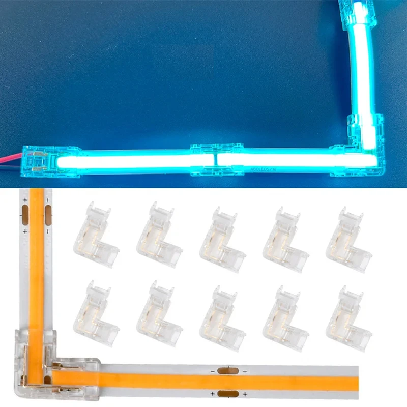 2pin COB LED Strip Connector 10PCS L Shape LED Corner Connectors 5mm 8mm 10mm Free Welding COB Strip Light Fixed Clamps Buckle