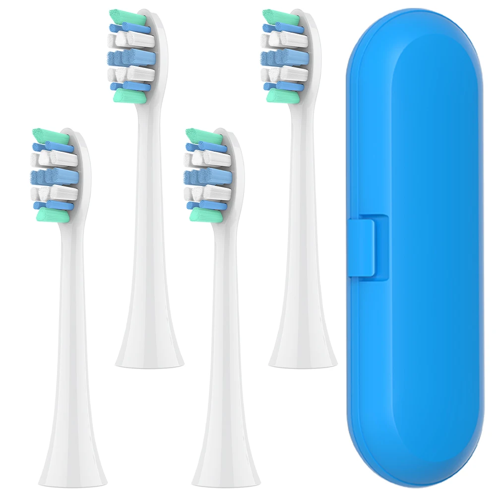4-pack vervangende opzetborstels en tandenborstelreisdoos, compatibel met Philips Sonicare elektrische tandenborstel, voor 4100 2100 5900
