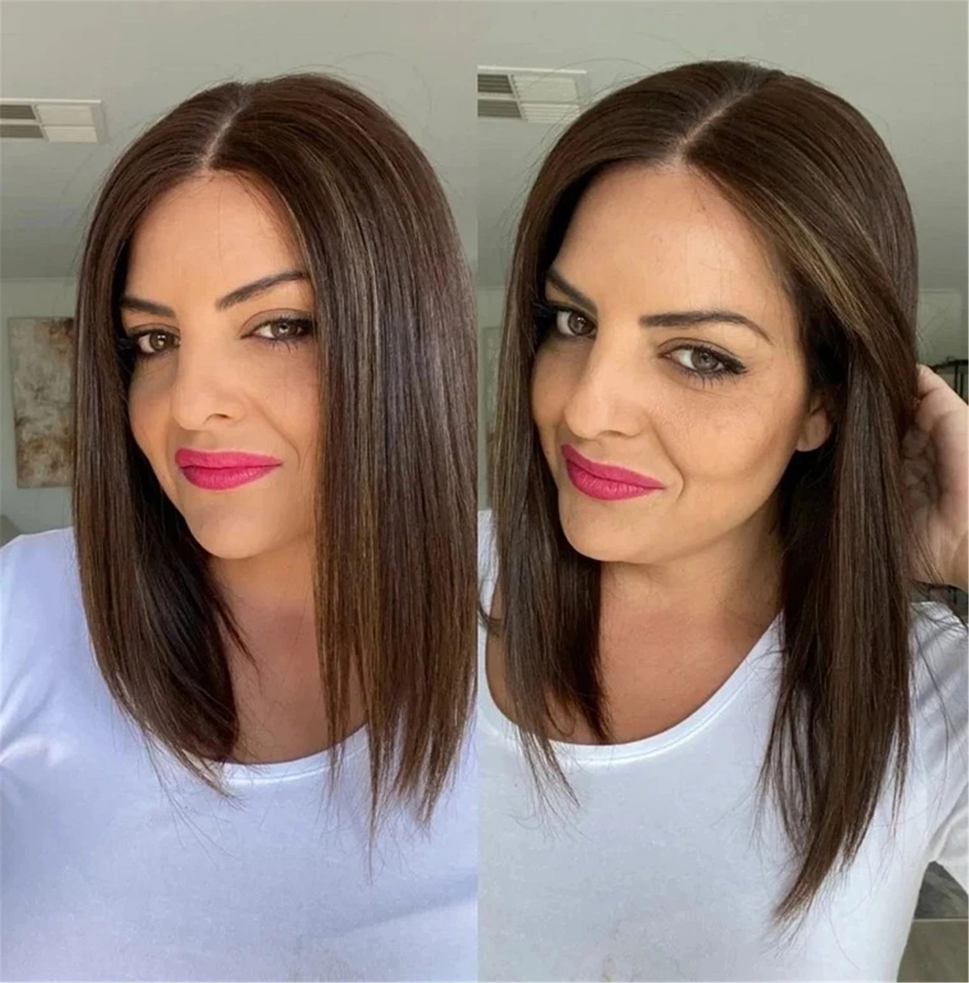 

Натуральный прямой синтетический парик Bob с кружевной вставкой, омбре, шоколадно-коричневые пряди, балаяж, 13*4, высококачественный парик для женщин, модный тренд