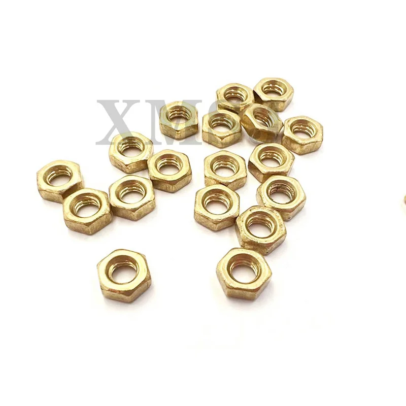 5/10/20/50/100pcs DIN934 Solid Brass Copper Hex Hexagon Nut for M1 M1.2 M1.4 M1.6 M2 M2.5 M3 M4 M5 M6 M8 M10 M12 Screw Bolt