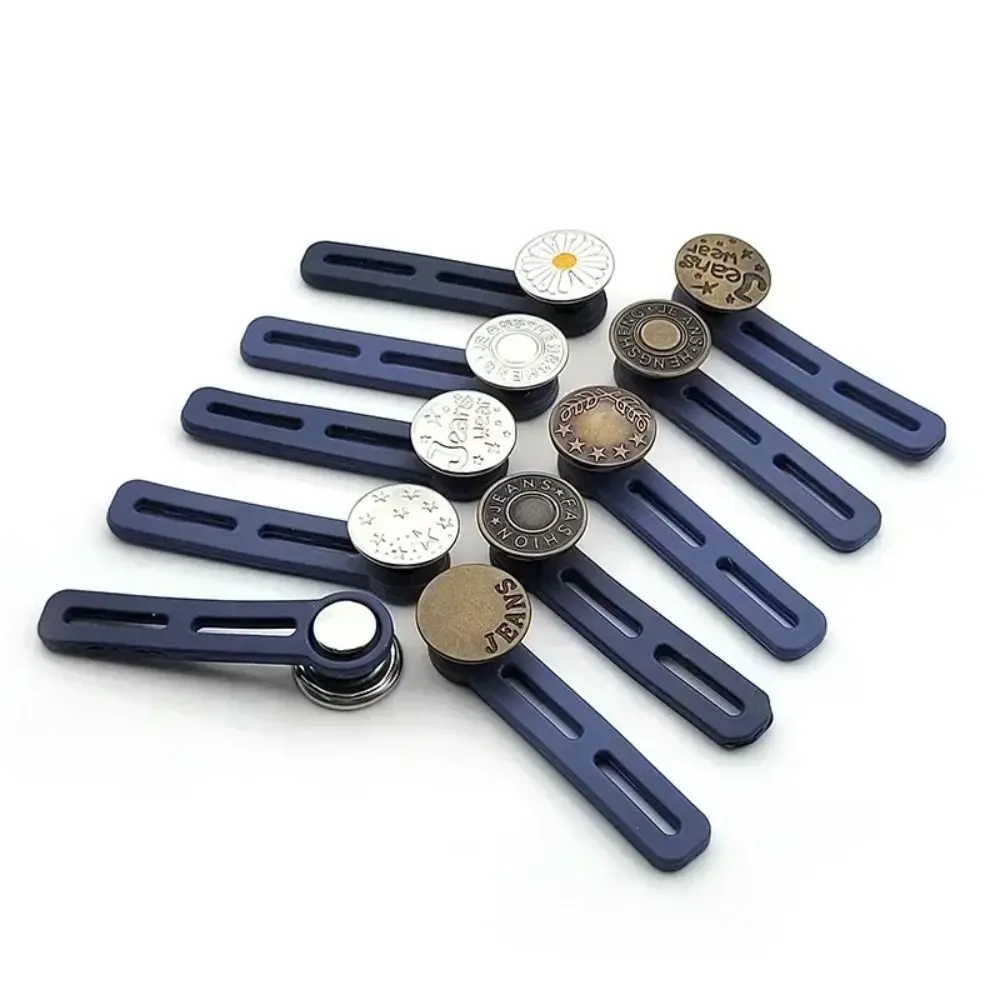 6Pcs Sewing Accessories Jeans Retractable Button Adjustable Retractable Sewing Buttons Metal Buckles Waistband Expander Unisex