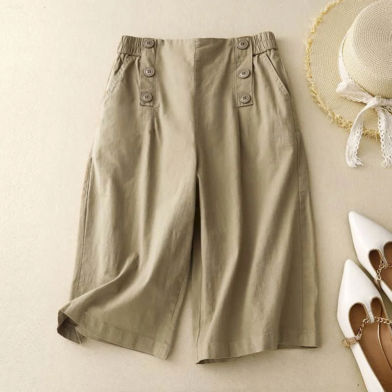 Solid Shorts Casual Elegant 2026 Summer Elastic Waist Five-point Straight-leg Pants Casual Cargo Shorts Loose Women Clothing