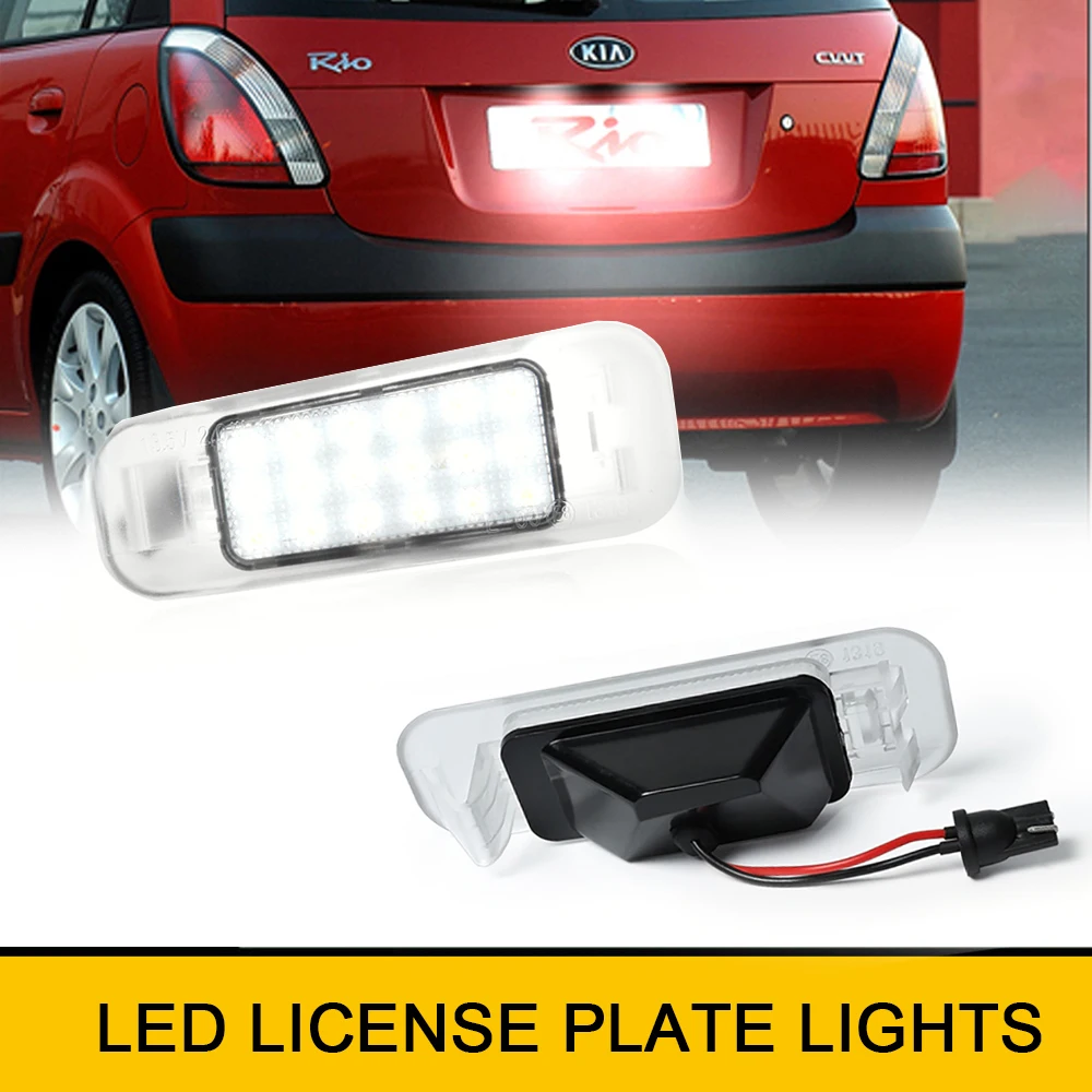 

2Pcs Canbus LED Rear License Plate Lights For Kia Rio MK1 MK2 Rio5 Hatchback New Pride Sephia Sport Taxi White Car Lamps