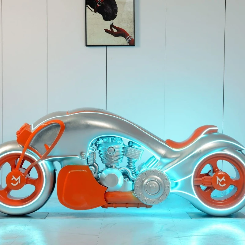 

Science and technology wind simulation luminous locomotive motorcycle sculpture large ornament bar decoration soft decoration d